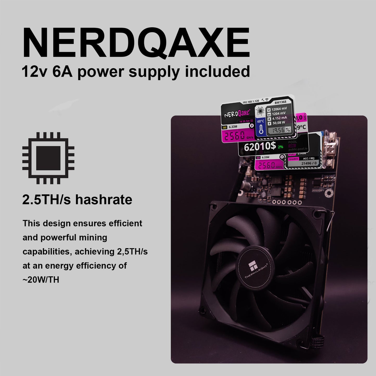 Bitcoins Miner 2.4TH/s NerdQaxe 4X BM1368 ASIC 2.4G WiFi 20W/TH BTC Lottery Crypto Miner with S21 Pro Asic Bitcoins Mining Machine Micro Silent Home Use