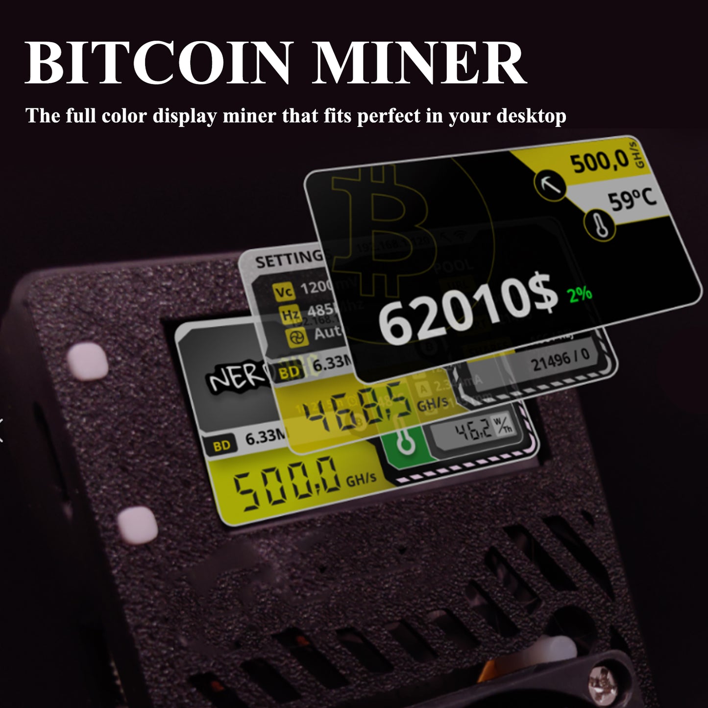 Nerdaxe Bitcoins Miner Lotto Mining Device Ultra 500GH/S 2.4G WiFi 13W Asic Chip BM1368 Lottery Crypto Miner with Bitcoin Mining Machine
